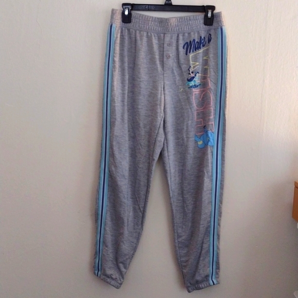 Disney Gray Make a Wish Alladin Jogger Pajama Bottoms NWOT Size S (4-6) - Picture 6 of 12